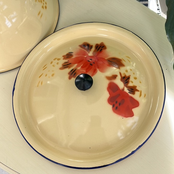 Enamelware Pot & Lid, And Red Speckled Saucepan - Picture 3 of 14